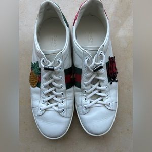 Gucci Ace women’s leather sneakers 37.5 pineapple and ladybug - rare
